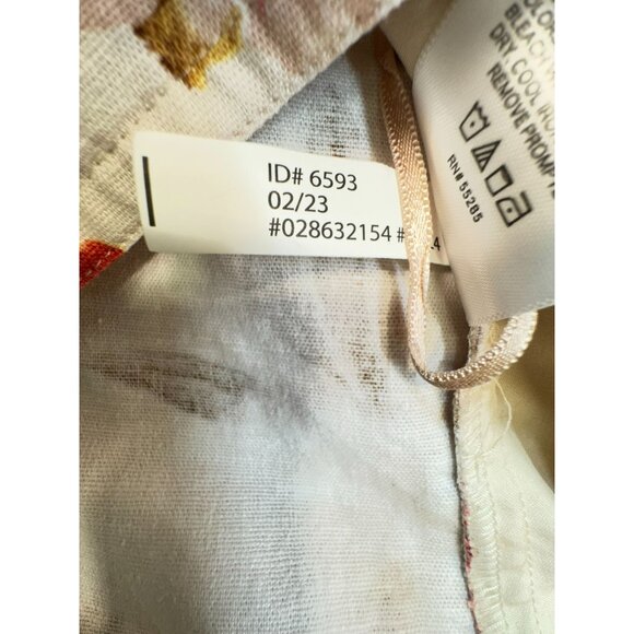 Express Floral Linen Blend Tank Top L Cream Pink Smocked Back - Picture 4 of 15